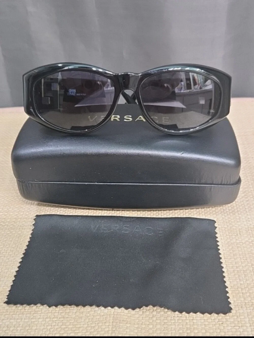 MONDAY SALE! Gianni Versace Black Gloss Oversized Women's Sunglasses